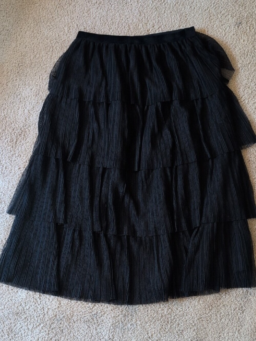 J. Crew Black Tiered Pleated A-Line Skirt - Picture 4 of 5